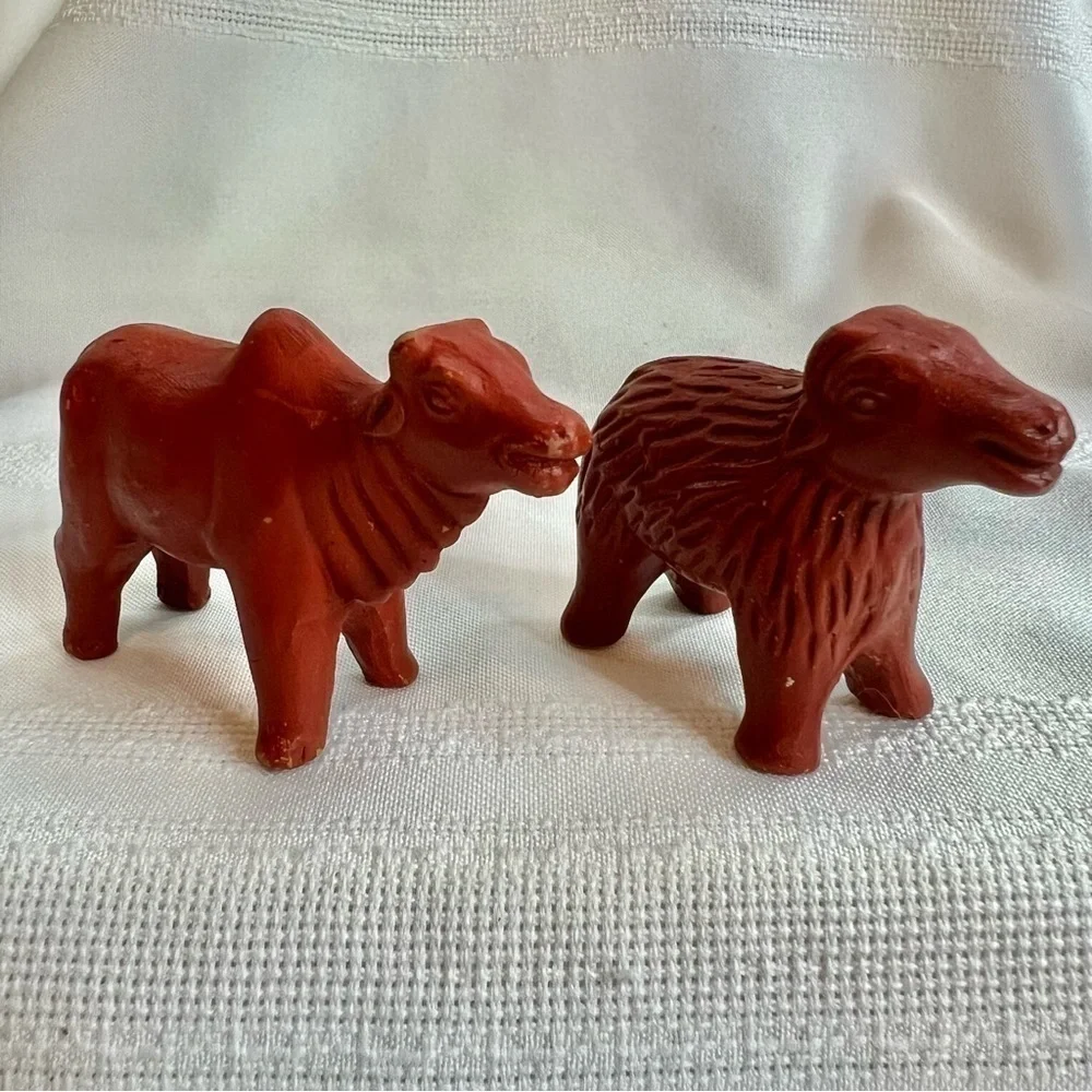 VTG Bangladesh Handcrafted Terracotta Nativity Set Red Clay Christmas Creche